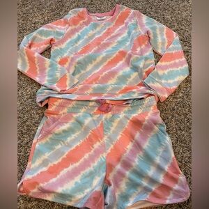 Kids Tie-Dye Pajama Set - Pink, Blue, and White